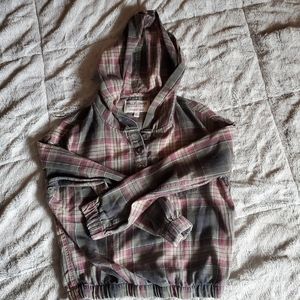Crop top flannel hoodie